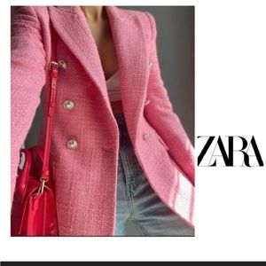 Zara pink double breasted blazer
